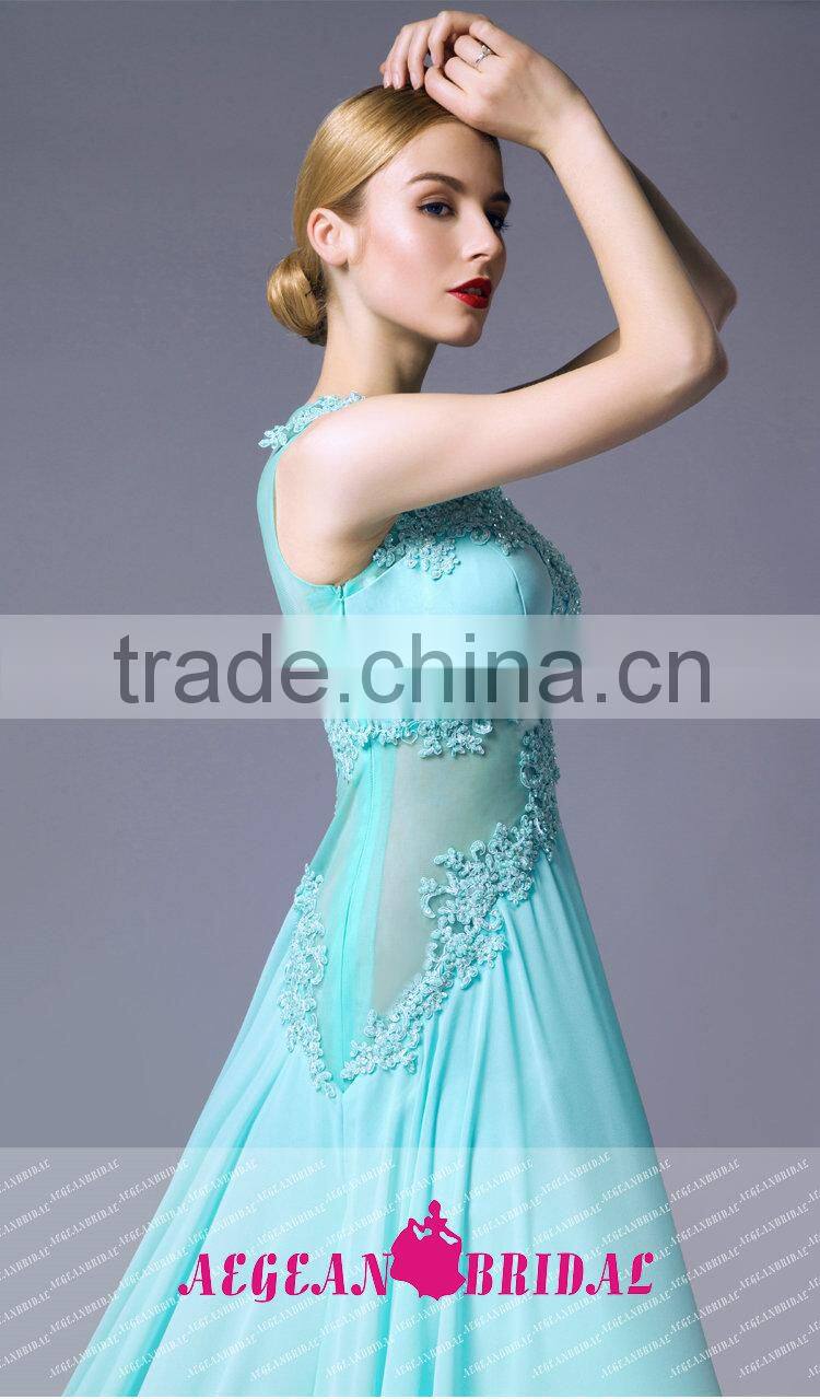 K123 2015 Real Sample Top Quality Chiffon Evening Dress with Long Train