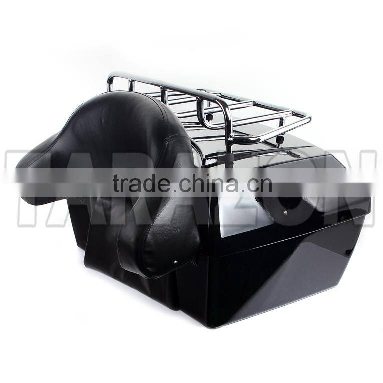 high performance Motorcycle storage trunk tail box 4" wrap around backrest w/rack for Cross Bones
