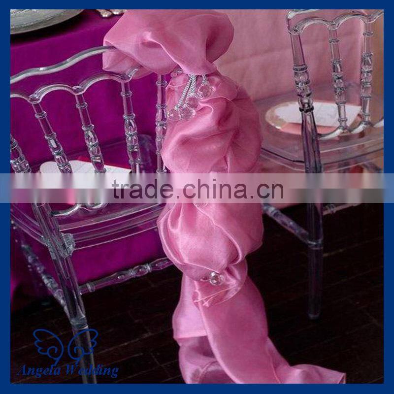 SH013C cheap wedding champagne organza chair sash