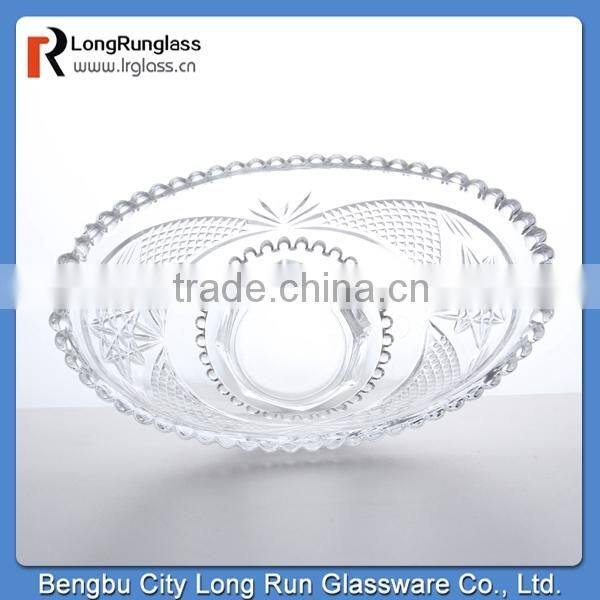 LongRun eco-friendly 800ml transparent patterned glass fruit plate