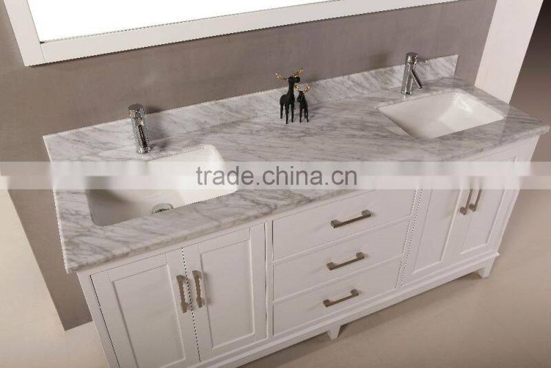 60'' bathroom vanity cabinet with white carrara marble top