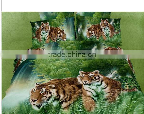 Luxury OEM Animal 3D printed bedding set, queen size 4pc beautiful bed sheet sets