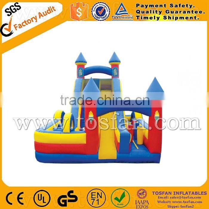 Factory price cheap obstacle course for sale inflatable trampoline with slide A5027