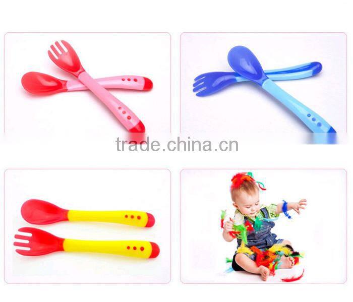 High quality Silicone Baby Feeding Spoon and Fork for Kids