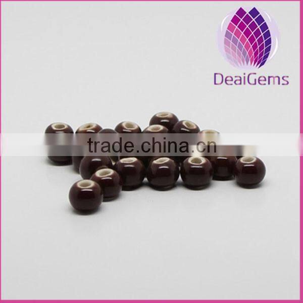 Hand-woven loose beads yellow round ceramic beads for sale