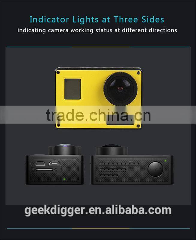 Yellow AMK7000S 4K 2.0" LCD 170 Degree Wide Angle Waterproof Wifi Action Camera with Remote Control Watch