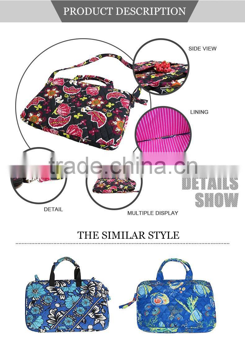 2016 hot cotton fancy quilted fashion foldable womens large computer bag