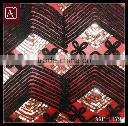 2013 fahion ribbon sequin embroidery mesh fabric