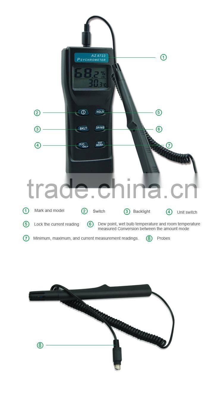 AZ 8723 Indoor Hygrometer 0%~100%RH Humidity Gauge Remote Probe Thermo Hygrometer Digital Display