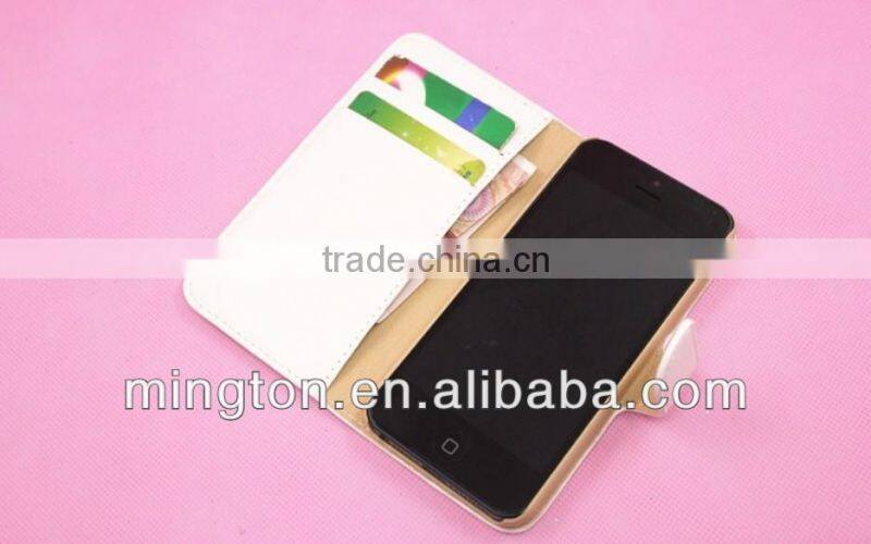 Wallet card-slot pu leather cell mobile phone case for iphone 5