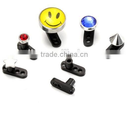Steel logo top dermal anchors body piercing