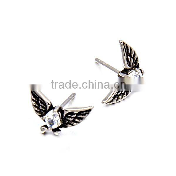2016 Popular Silver Casting Animal Jewelry Mens Stainless Steel Punk Eagle Earrings