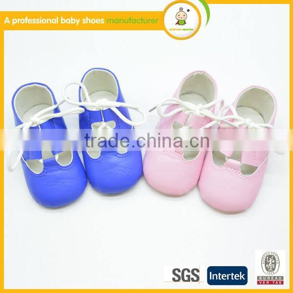 New fashion design puy leather baby summer lace up shoes