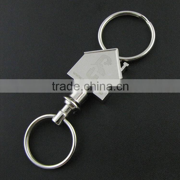 Custom house shape Pull Apart Metal Keychains
