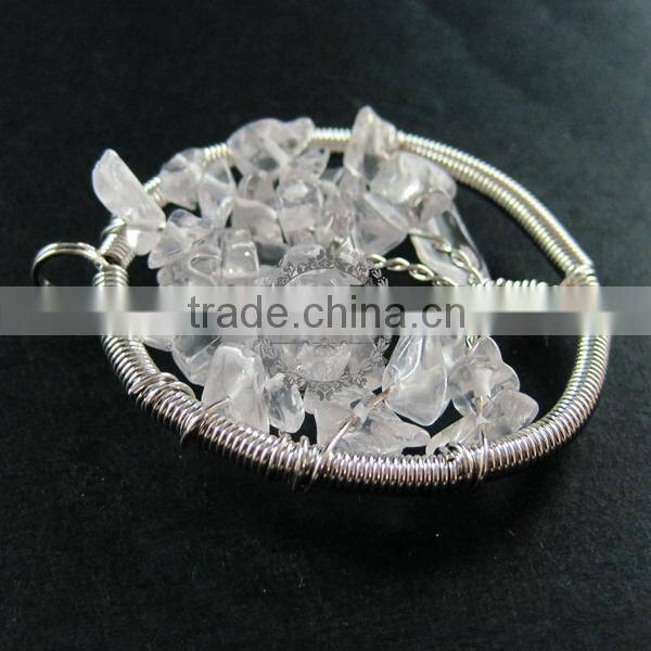 50mm round handmade wiring tree in random white crystal stone pendant charm DIY supplies 1820241