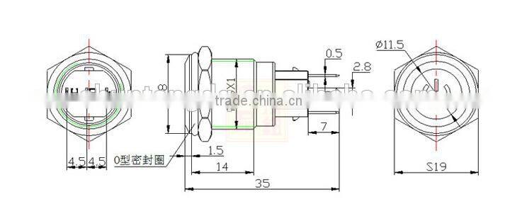 12v 16mm Stainless Steel waterproof momentary with led push button switch