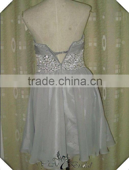 PP2524 Real Sample Bridesmaid Chiffon Beaded Short Bridesmaid Dress 2014