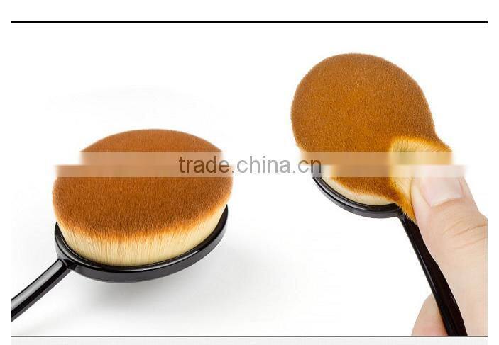 Bonvatt 2017 hot sale 10pcs per set nylon oval toothbrush shape make up brush for cosmetic and foundation brush