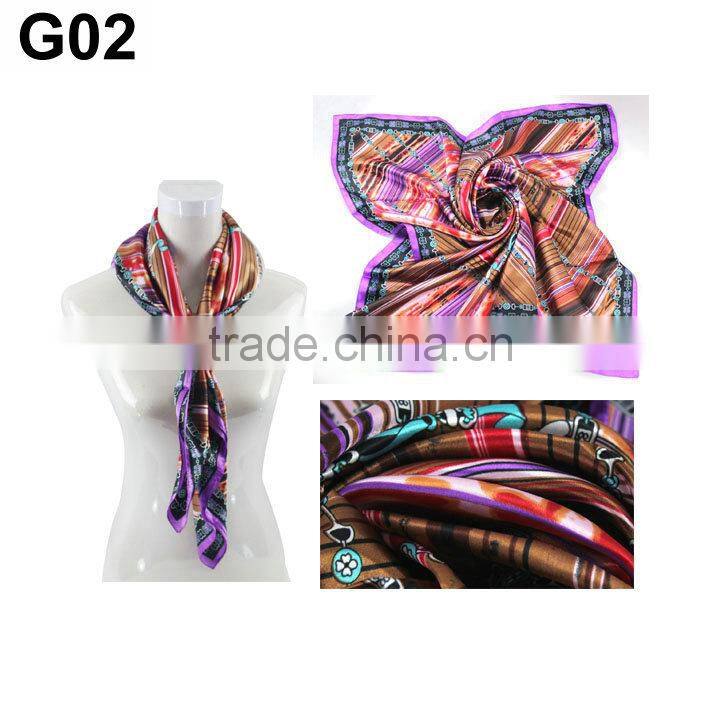 New Fashion Women Lady Large Square Scarf Silk Head Wrap Kerchief Neck Satin Scarf Shawl