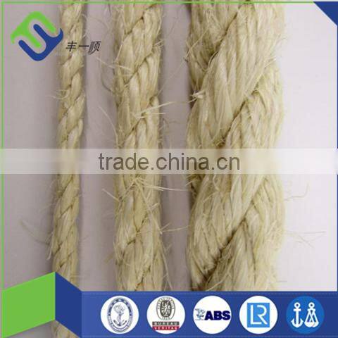 Hot sale 6mm twisted Sisal Rope,3 strand 100% nature sisal fiber rope