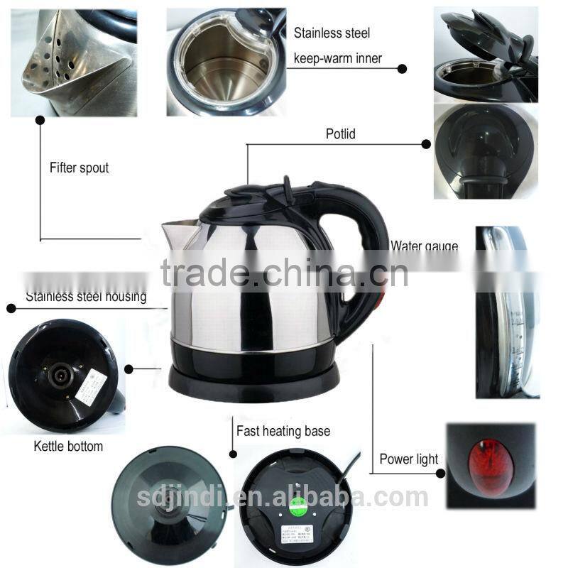 Stainless steel electric kettle with CE,CB,GS,ROHS certificate
