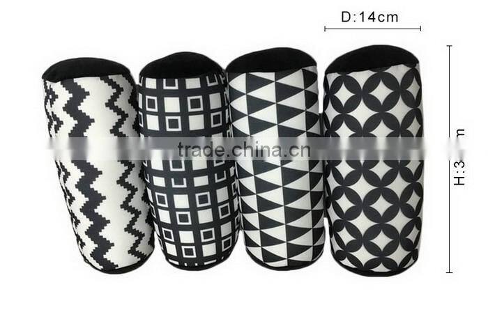 Durable Cylinder Memory Foam Throw Pillow with Black and White