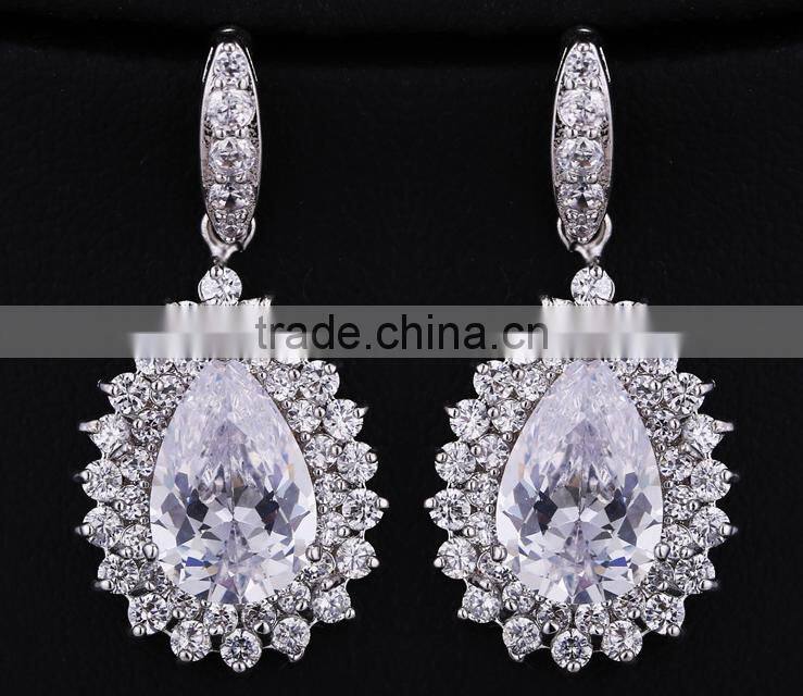 Wholesale Stock Small Order Fashion Women Top Grade Drip Zircon Earrings