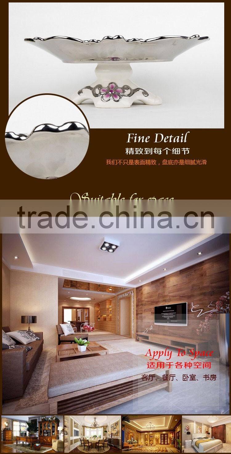 Factory Hot Sale Smoking clear ashtray, ceramic golden fruit tray