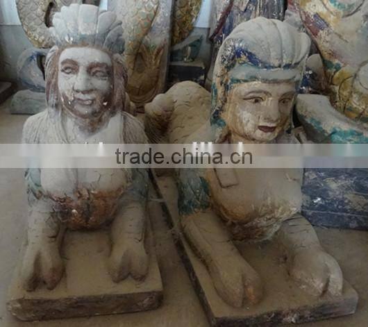 Archaistic Wood Carving Mermaid Crafts in Wood Carfts