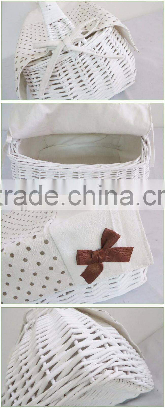 New arrival empty wicker hamper hanging basket white wicker basket picnic wicker food basket for sale