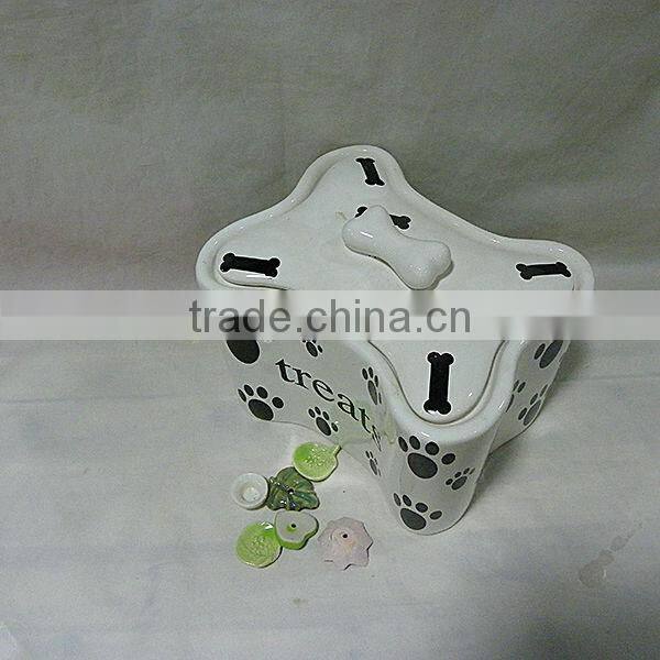 Bone Shaped Ceramic Dog Treat Jar