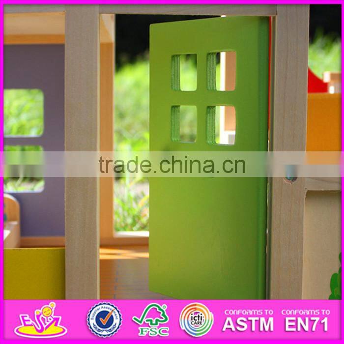 2016 new design baby wooden doll house toy, top fashion kids wooden doll house toy, lovely wooden doll house toy W06A158