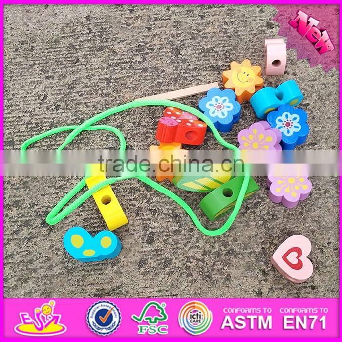 2016 new design educational wooden toddler threading toys W11E063