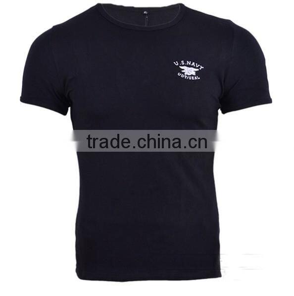 95%cotton, 5%lycra men's short sleeve plain combat shirt