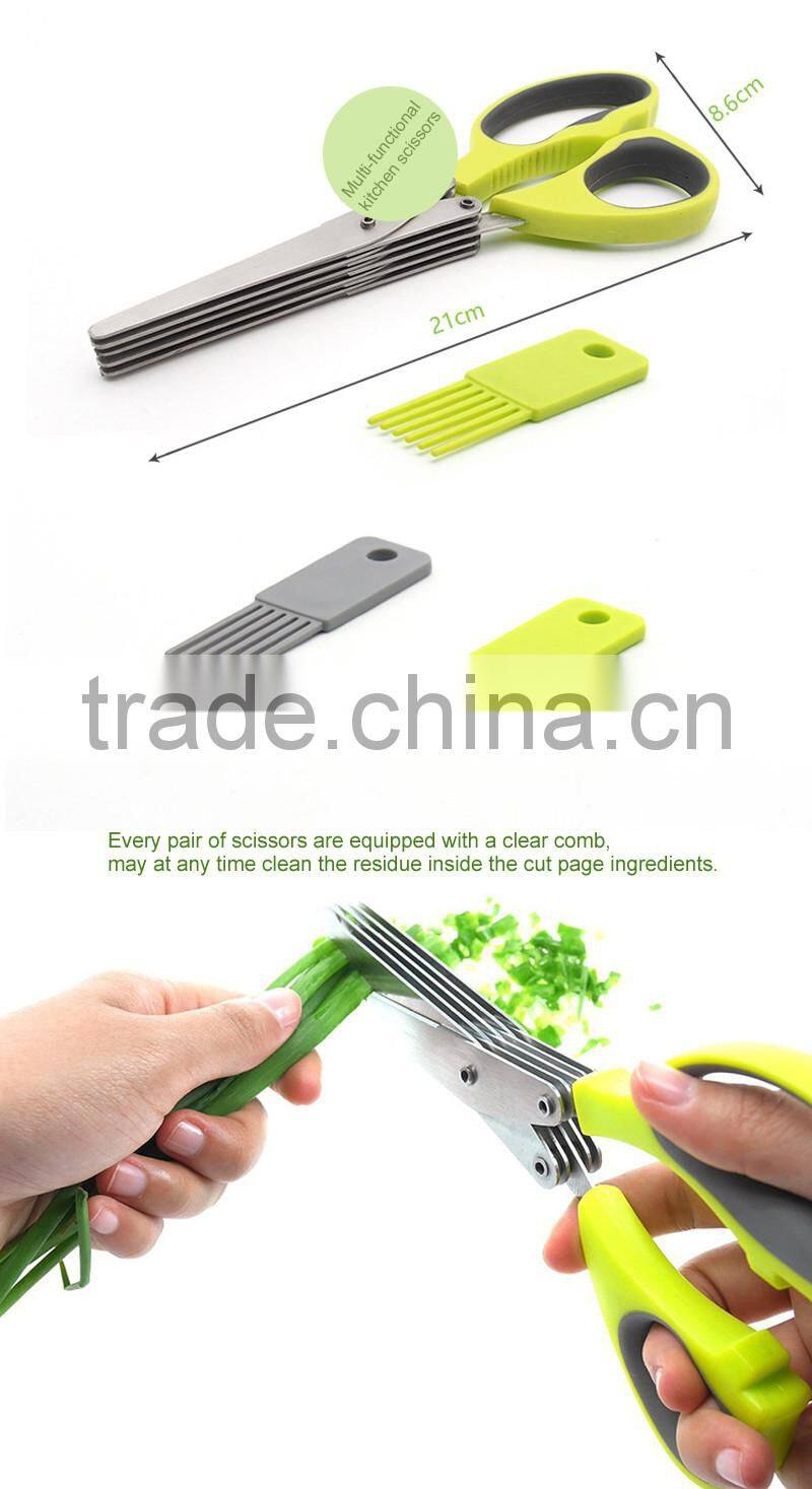 Stainless steel the multi - layer chopped green onion cut parsley cut cut the vegetables multi-functional kitchen shears