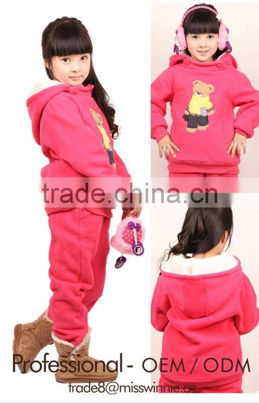 fashion unique design kids cotton hoodie jacket and pants