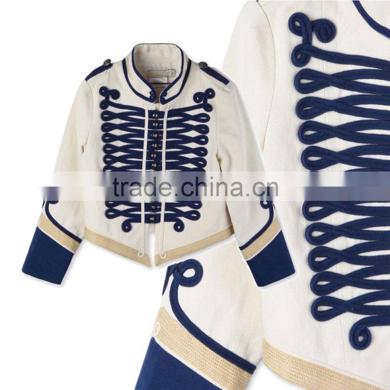 White Tone Embroidery Military Style Kids Army Jackets Kids Garments Children's Wear HSc5177