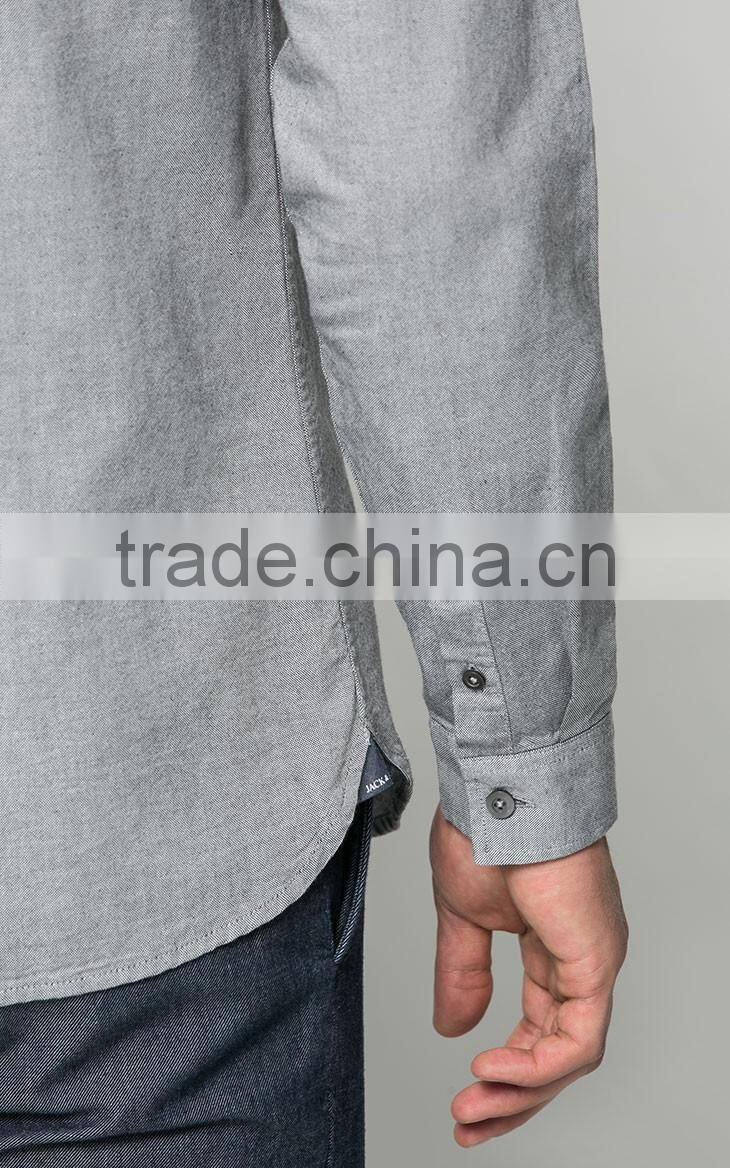 Turn-down Collar blank slim fit shirts cotton long sleeve casual shirts for men