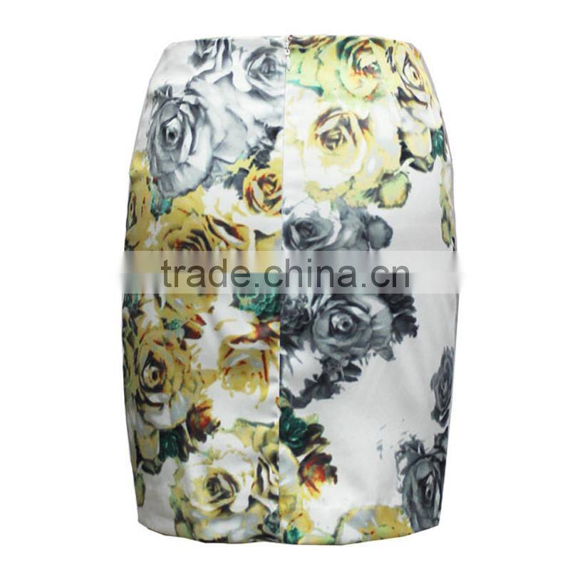 Summer/casual wear flower print tight fit hot tub skirt for women