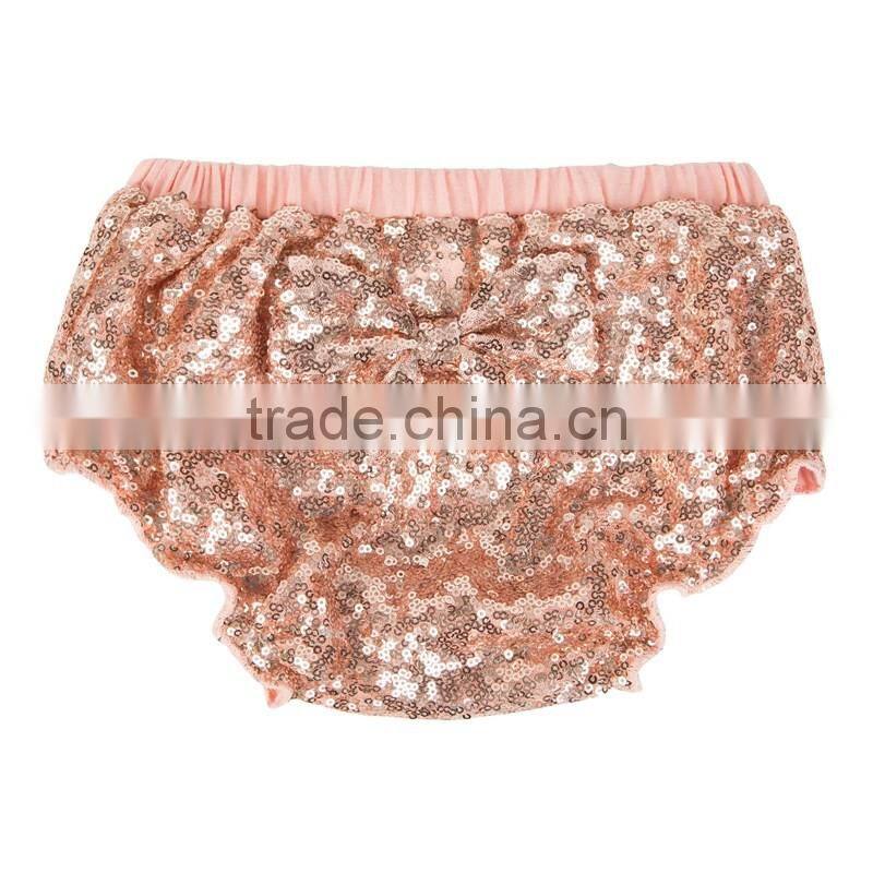 Wholesale Girls Sequin Shorts Newborn Baby Sequin Bloomers With Butterfly Knot