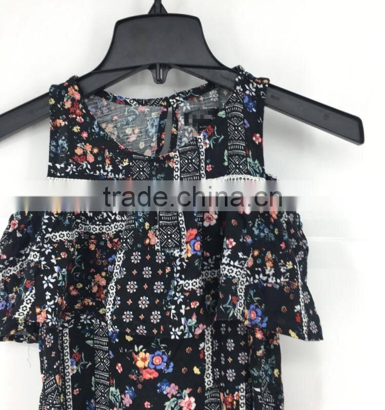Girl stock flower cold shoulder summer dress