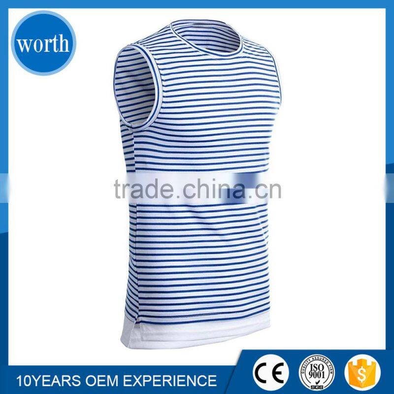 Fashion Summer Striped Tank Tops Mens Fitness Shirt