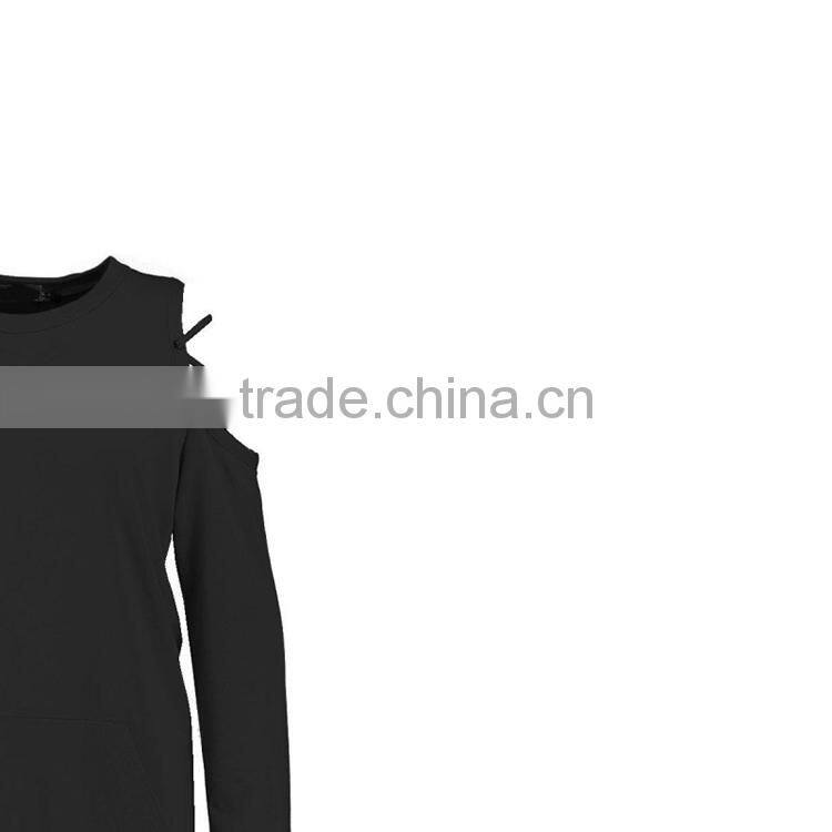 Kissmilk Fashion Plus Size Soild Cold Shoulder Women Dress Casual Hollow out Lace-up Long Sleeve Female Vestidos for Wholesale