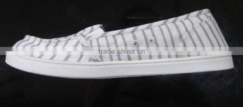 Brand canvas shoe white stripe lady loafer shoes china factory stock cheap selling