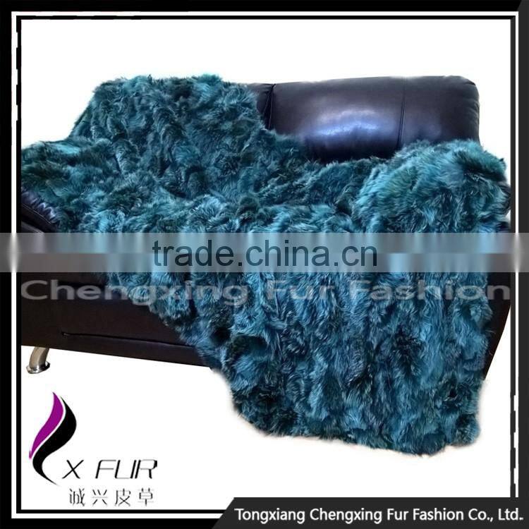 CX-D-87 Home Decora Patchwork Fox Fur Throw Fur Blanket