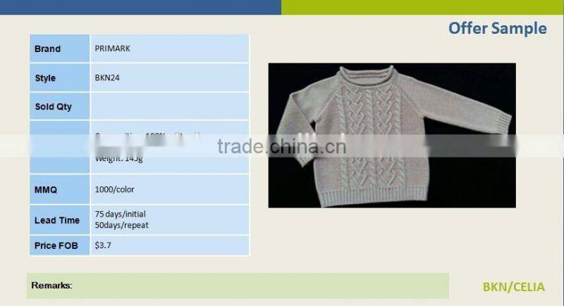 High Quality Wholesale knitted cable autumn child cashmere sweater(BKNB24)