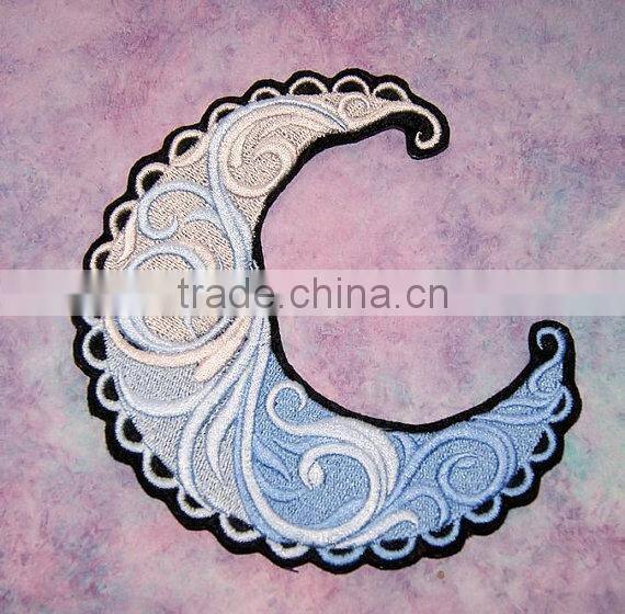 Custom high quality embroidered creative moon patch for clothes embroidery patch made in china choose size/color