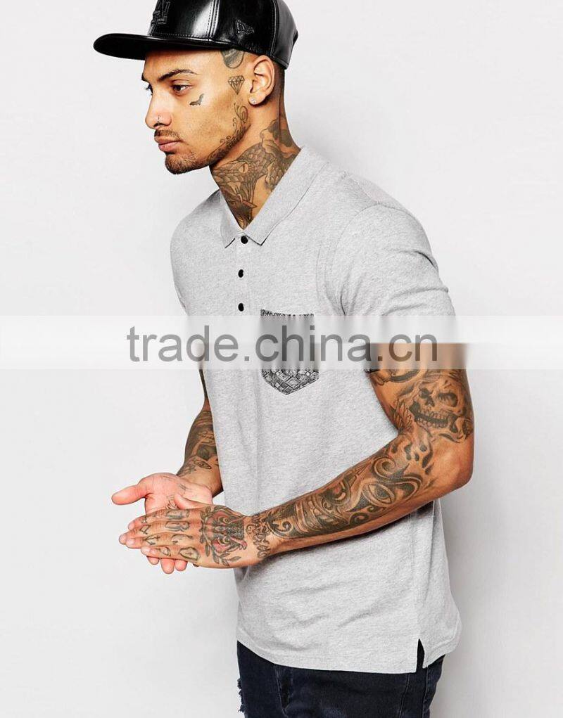 Custom logo t-shirt printed pocket polo t-shirt wholesale PS0113A