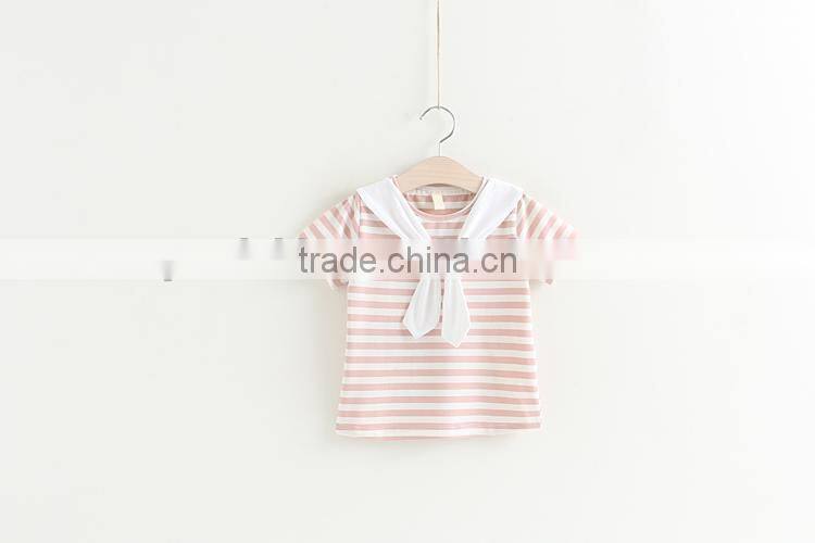 Girls stripes college wind suit summer new style children clothing set baby navy collar t skirt white skirt