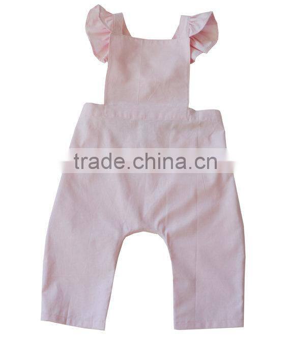 Cotton Candy Pink Bay Overalls Ruffles Romper Kids 100% Cotton Bubble